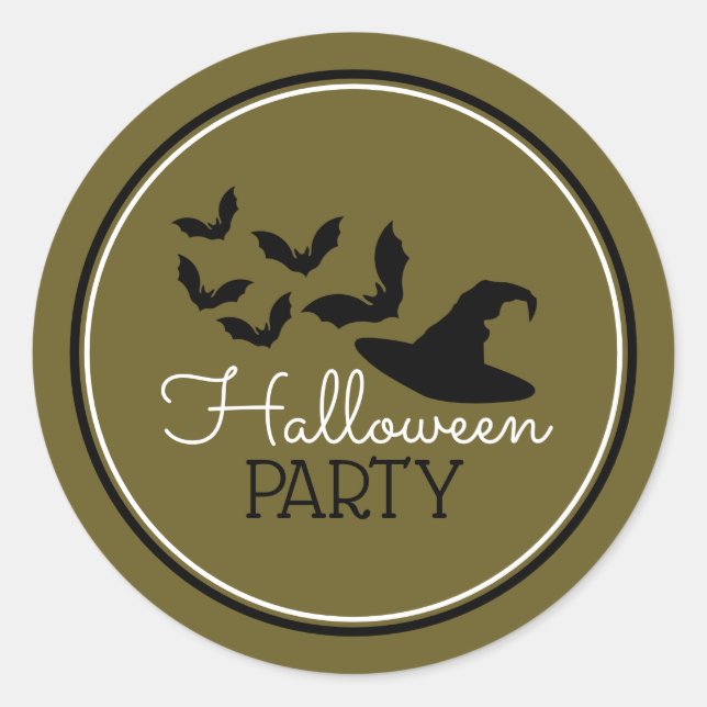 Hats & Bats, Halloween Party Classic Round Sticker (Front)