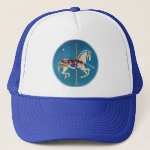 Hats, Caps - Red, White & Blue Carousel Horse
