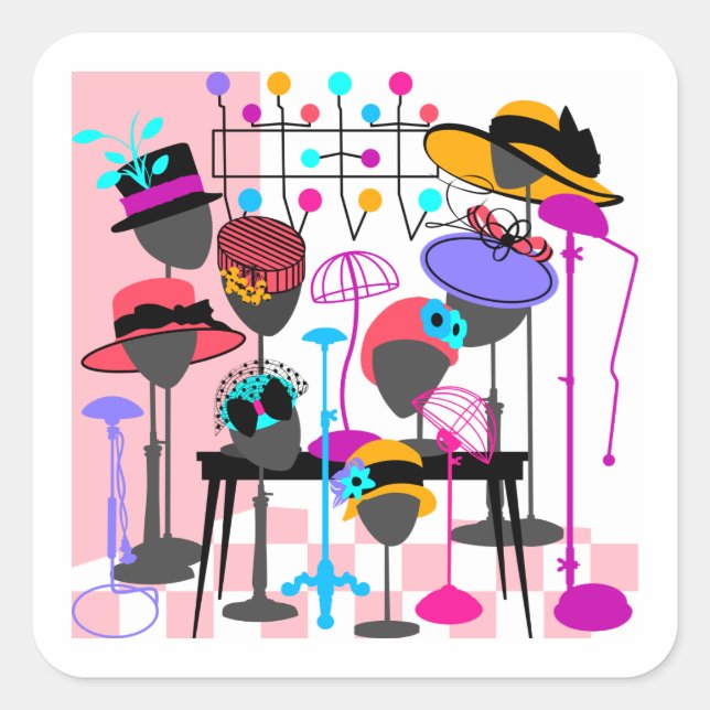 Hats Galore Square Sticker (Front)