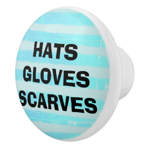 Hats Gloves Scarves Ice Blue Watercolor Stripes Ceramic Knob