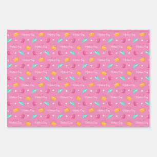 Hats, Handbags, and Hearts Pink Mother's Day Wrapping Paper Sheet