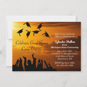 Hats in the Air Graduation Invitation