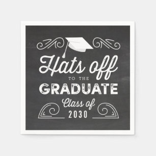 Hats Off Chalkboard Graduation Napkins