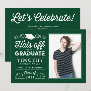 Hats Off EDITABLE COLOR Graduation Invitation