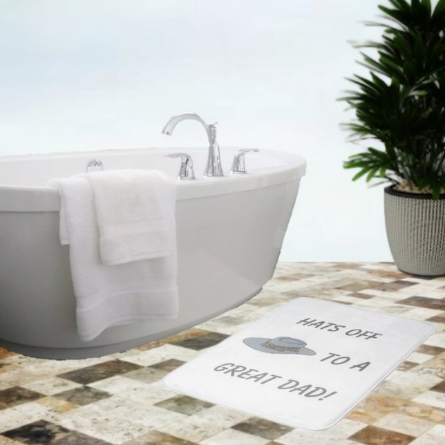 Hats Off-Grey Hat  Bath Mat (Place this Cool, Hats Off-Gray Hat Bath Mat, in your Dad's bathroom, in appreciation of him!)