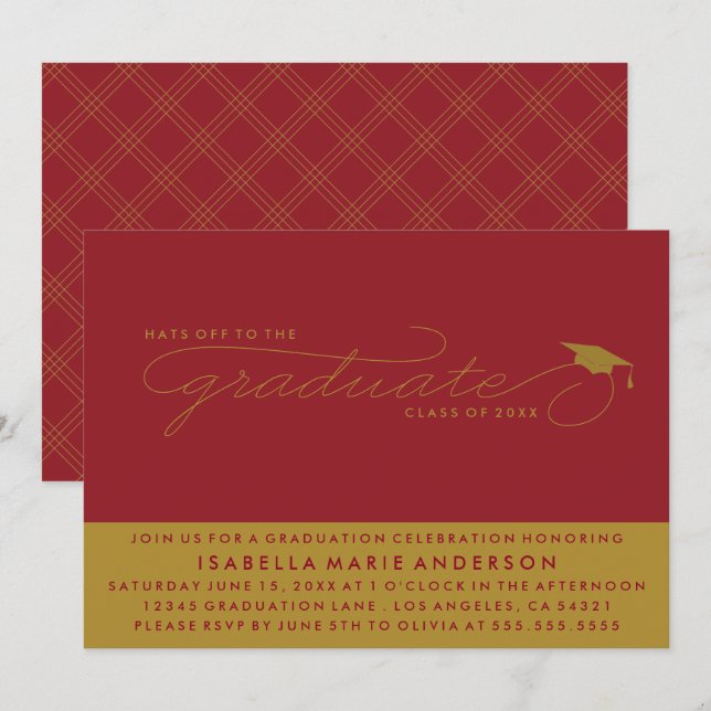 HATS OFF TO THE GRADUATE | GRADUATION INVITATION (Front/Back)