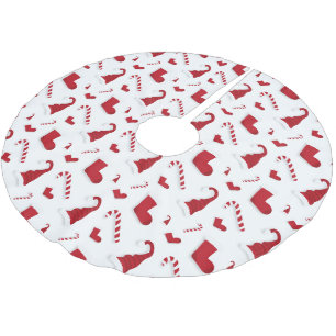 Hats Stockings Candy Canes Design Brushed Polyester Tree Skirt