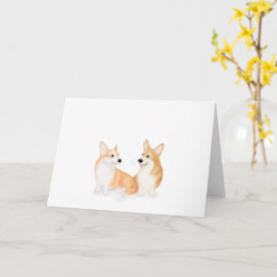 Hattie and Leah Pembroke Welsh corgis blank card