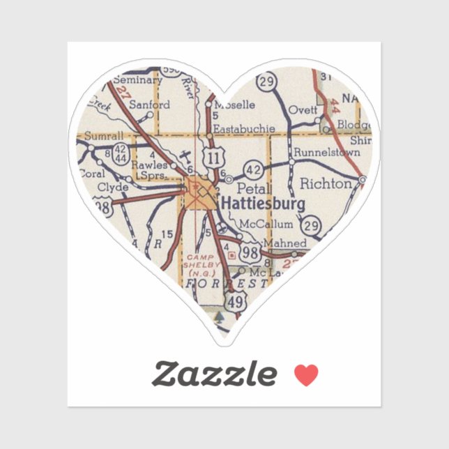 Hattiesburg MS Vintage Map (Sheet)