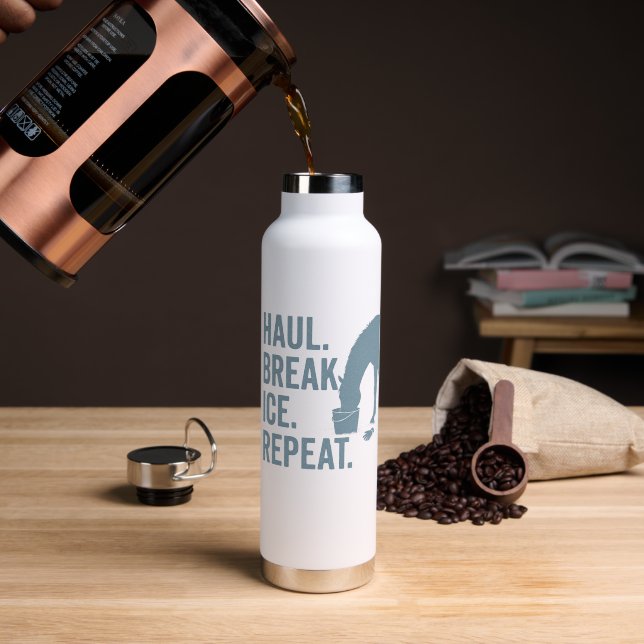 Haul. Break Ice. Repeat. Horse Lover Water Bottle (Coffee (Rotated))
