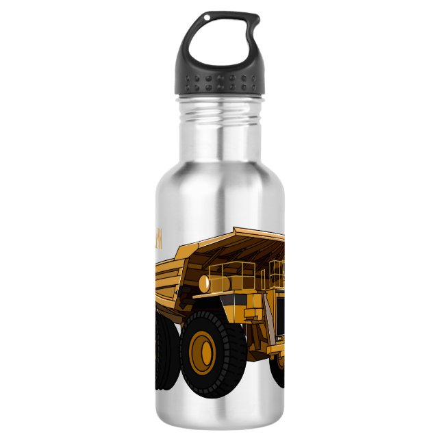 Haul truck cartoon illustration 532 ml water bottle (Front)