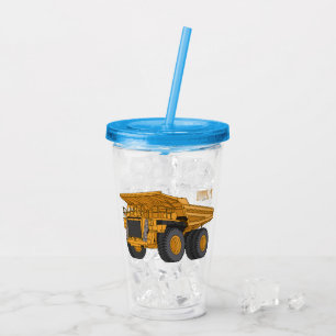 Haul truck cartoon illustration acrylic tumbler