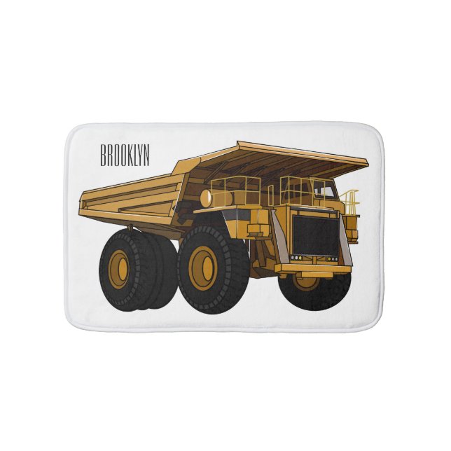 Haul truck cartoon illustration bath mat (Front)