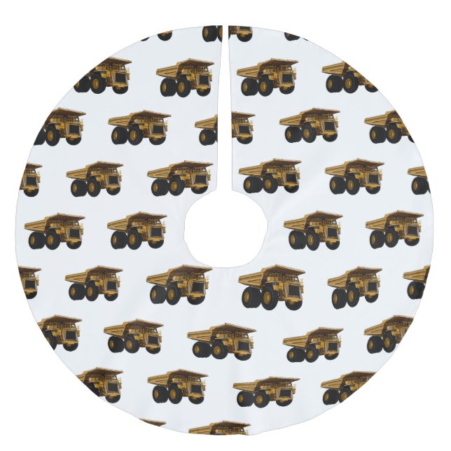 Haul truck cartoon illustration brushed polyester tree skirt (Front)
