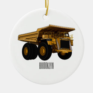 Haul truck cartoon illustration ceramic ornament