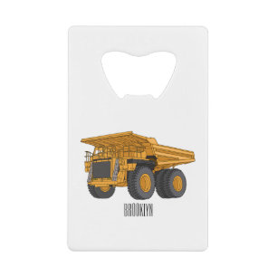 Haul truck cartoon illustration credit card bottle opener