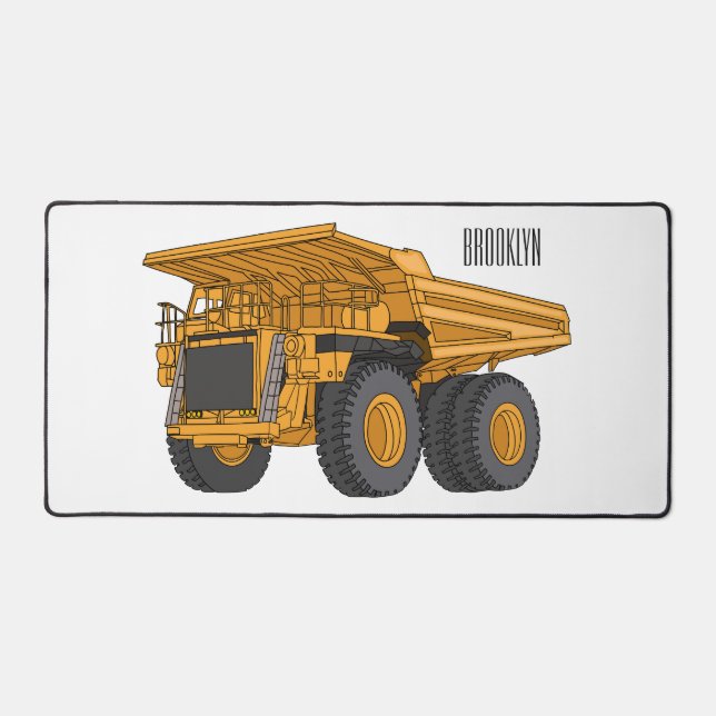 Haul truck cartoon illustration desk mat (Front)