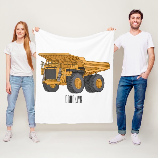Haul truck cartoon illustration  fleece blanket (In Situ)
