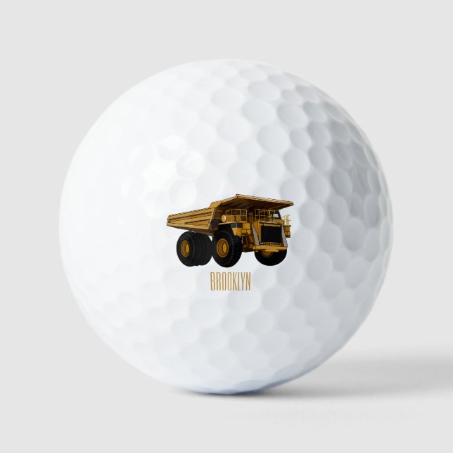 Haul truck cartoon illustration golf balls (Front)