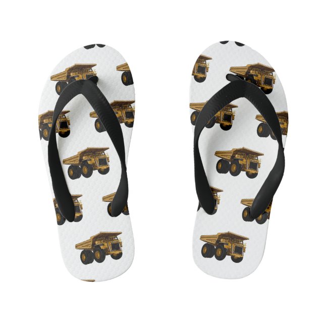 Haul truck cartoon illustration kid's flip flops (Footbed)