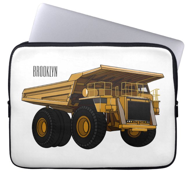 Haul truck cartoon illustration laptop sleeve (Front)