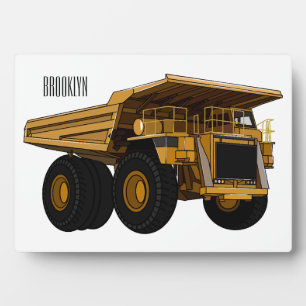 Haul truck cartoon illustration plaque