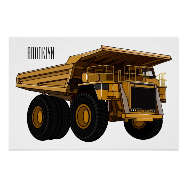 Haul truck cartoon illustration poster (Front)