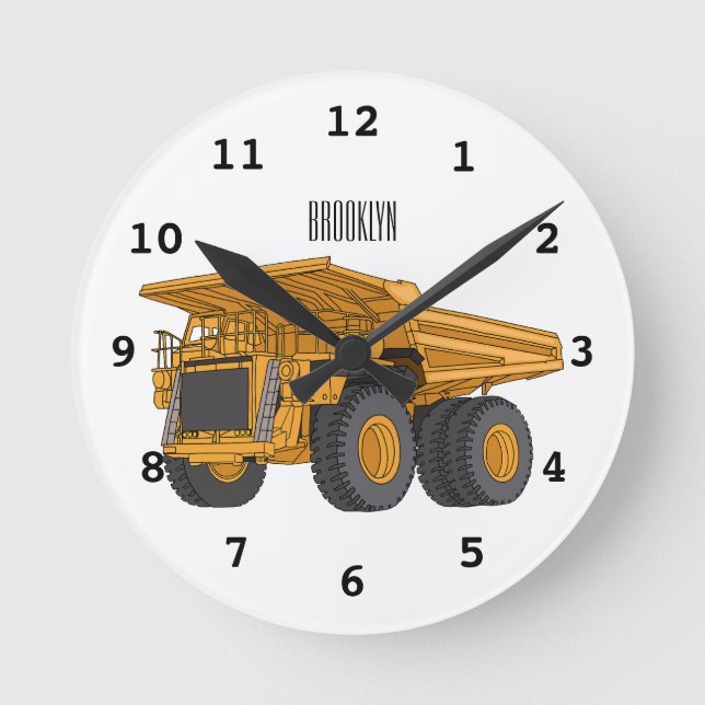 Haul truck cartoon illustration round clock (Front)