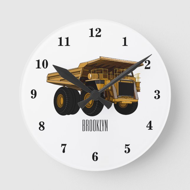 Haul truck cartoon illustration round clock (Front)