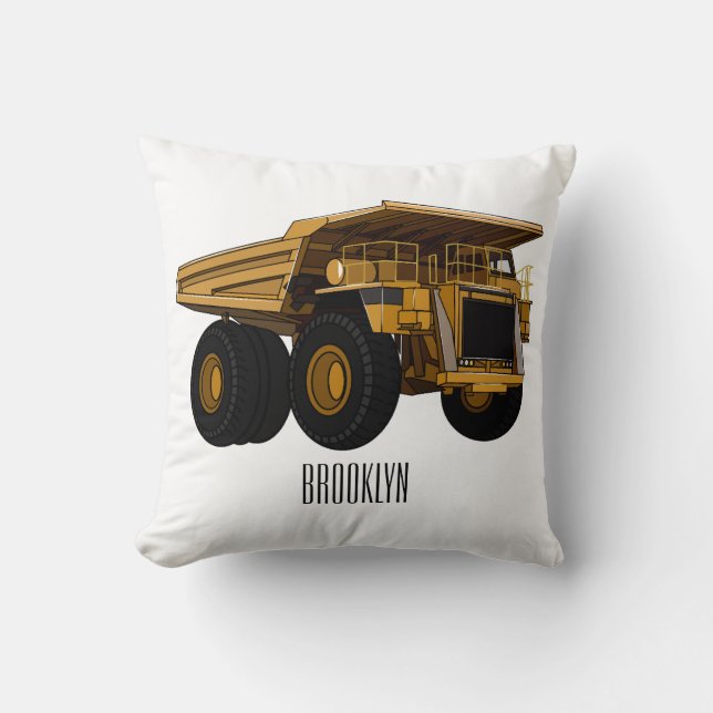 Haul truck cartoon illustration throw pillow (Front)