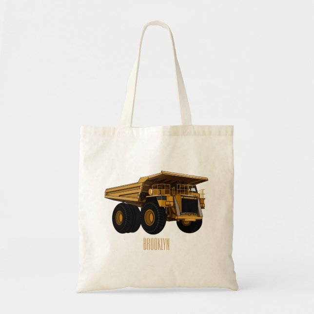 Haul truck cartoon illustration tote bag (Front)