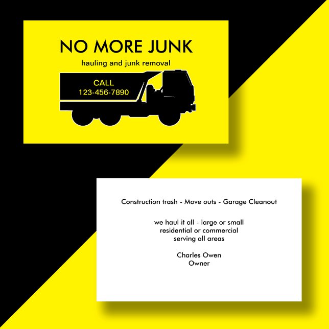 Hauling And Junk Removal Business Card (Creator Uploaded)
