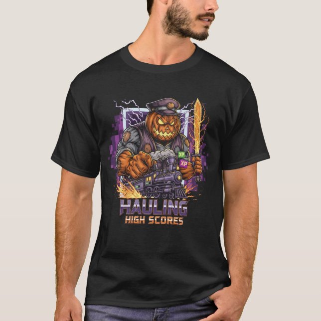 Hauling High Scores Halloween Gamer T-Shirt | Repo (Devant)