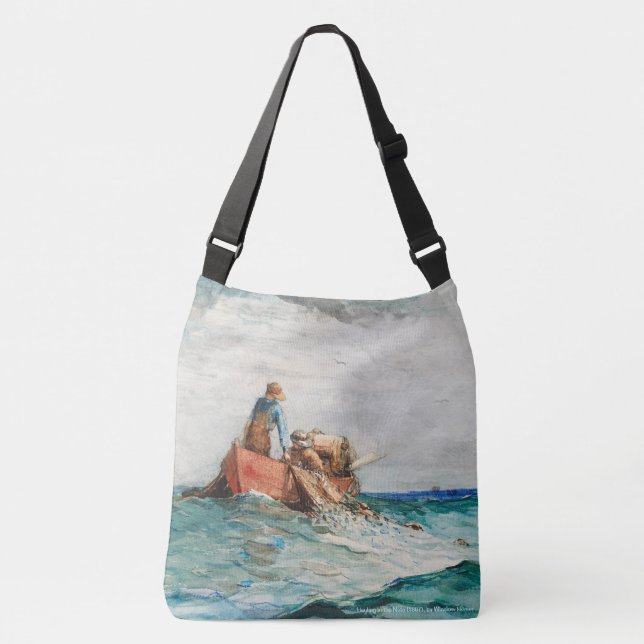 Hauling In The Nets (1887) By Winslow Homer Crossbody Bag (Front)