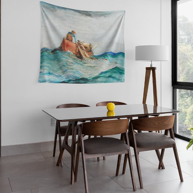 Hauling In The Nets (1887) By Winslow Homer Tapestry (Hauling In The Nets (1887) By Winslow Homer Tapestry)