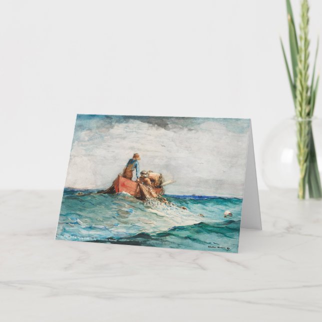 Hauling In The Nets (1887) By Winslow Homer Thank You Card (Front)
