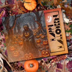 Hauning Citrouille Forest Halloween Carte postale