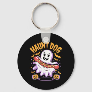 Haunt Dog Funny Ghost Hotdog Halloween Keychain