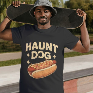 Haunt Dog Funny Halloween Hot Dog Pun Tri-Blend Shirt