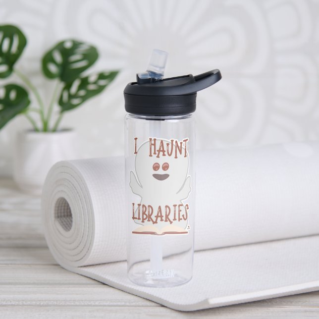 Haunt Libraries Fun Bookish Ghost Cartoon      Water Bottle (Yoga)