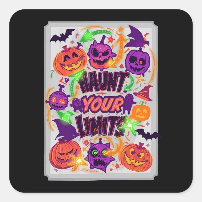 Haunt Your Limits Neon Halloween  Square Sticker (Front)