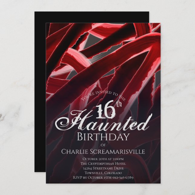 Haunted 16 Sixteenth Birthday Party Invitation (Front/Back)
