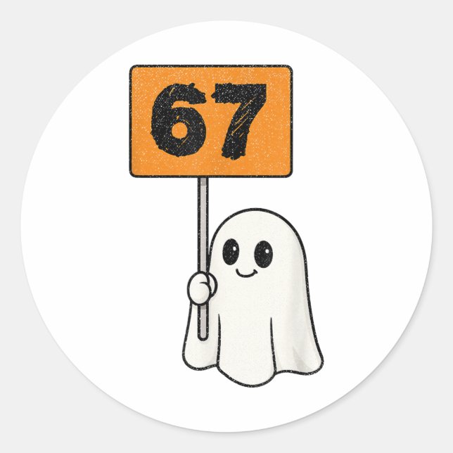 Haunted 67 Meme Six Seven 6-7 Funny Internet Joke  Classic Round Sticker (Front)