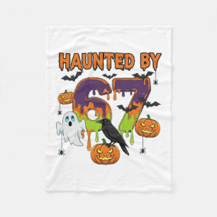 Haunted 67 Meme Six Seven 6-7 Funny Internet Joke Fleece Blanket