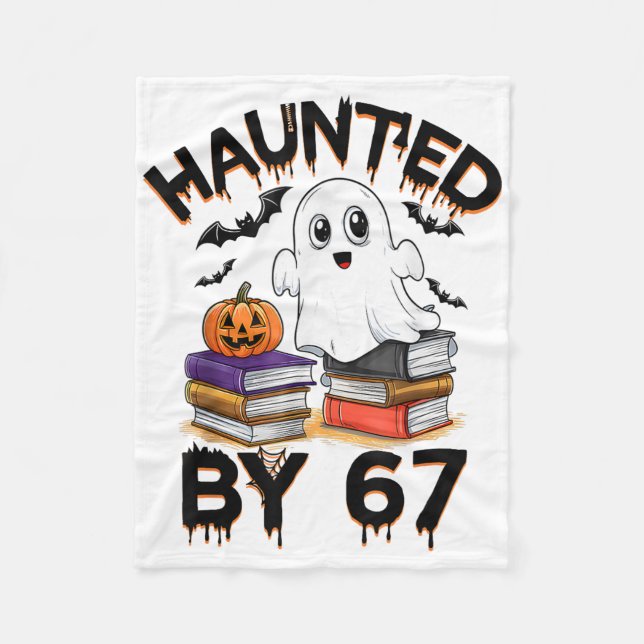 Haunted 67 Meme Six Seven 6-7 Funny Internet Joke  Fleece Blanket (Front)