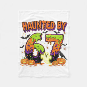 Haunted 67 Meme Six Seven 6-7 Funny Internet Joke  Fleece Blanket
