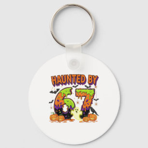 Haunted 67 Meme Six Seven 6-7 Funny Internet Joke Keychain
