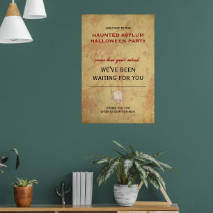 Haunted Asylum Halloween Party Poster