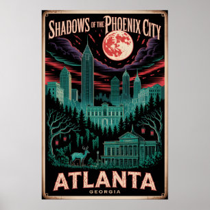 Haunted Atlanta Vintage Horror Travel Poster