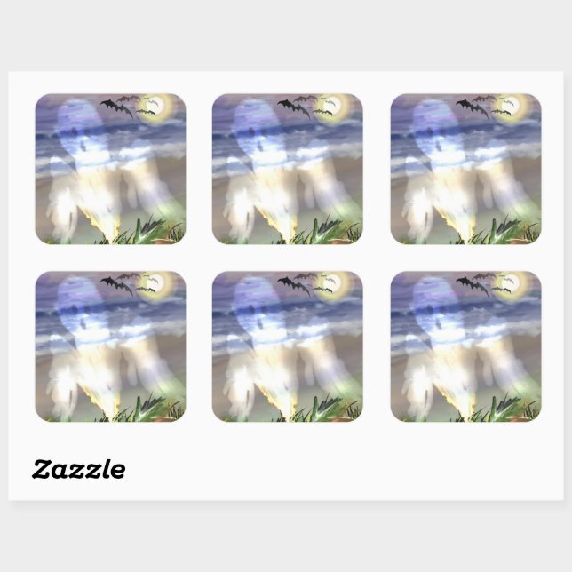 Haunted Beach Square Sticker (Sheet)